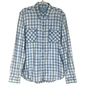 Gap 1969 Men’s‎ Icon Worker Shirt Bleached Indigo Plaid Medium NEW